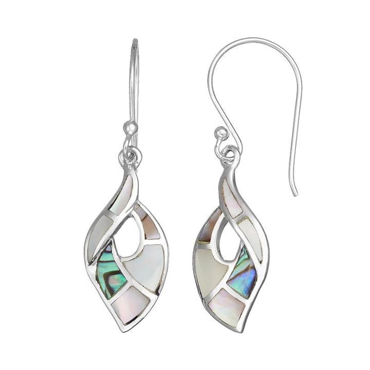 Abalone & Mother-of-pearl Sterling Silver Marquise Drop Earrings, Women's, White