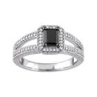 10k White Gold 7/8 Carat T.w. Black & White Diamond Engagement Ring, Women's