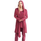 Women's Cuddl Duds Softwear Hooded Wrap Cardigan, Size: Xl, Dark Red