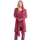 Women's Cuddl Duds Softwear Hooded Wrap Cardigan, Size: Xl, Dark Red