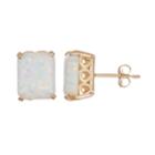 10k Gold Lab-created Opal Rectangle Stud Earrings, Women's, White