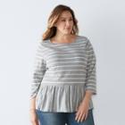 Plus Size Sonoma Goods For Life&trade; Peplum Top, Women's, Size: 2xl, Grey Other