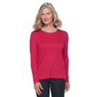Women's Croft & Barrow&reg; Classic Crewneck Tee, Size: Xs, Dark Pink