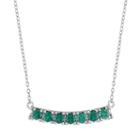 Sterling Silver Lab-created Emerald Curved Bar Necklace, Women's, Size: 18, Green