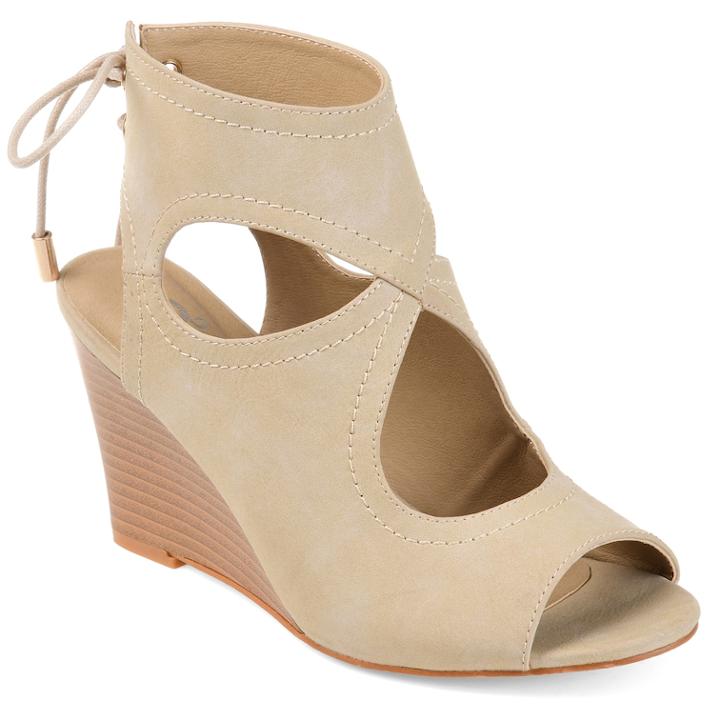 Journee Collection Women's Camia Wedge Sandals, Size: 9.5, Natural