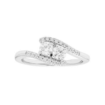 10k White Gold 1/4 Carat T.w. Diamond 2-stone Ring, Women's, Size: 7