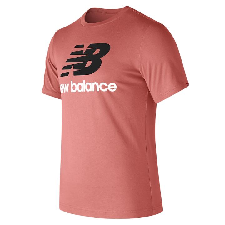 Men's New Balance Stacked Logo Tee, Size: Large, Dark Pink