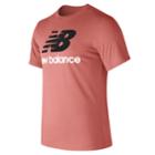 Men's New Balance Stacked Logo Tee, Size: Large, Dark Pink