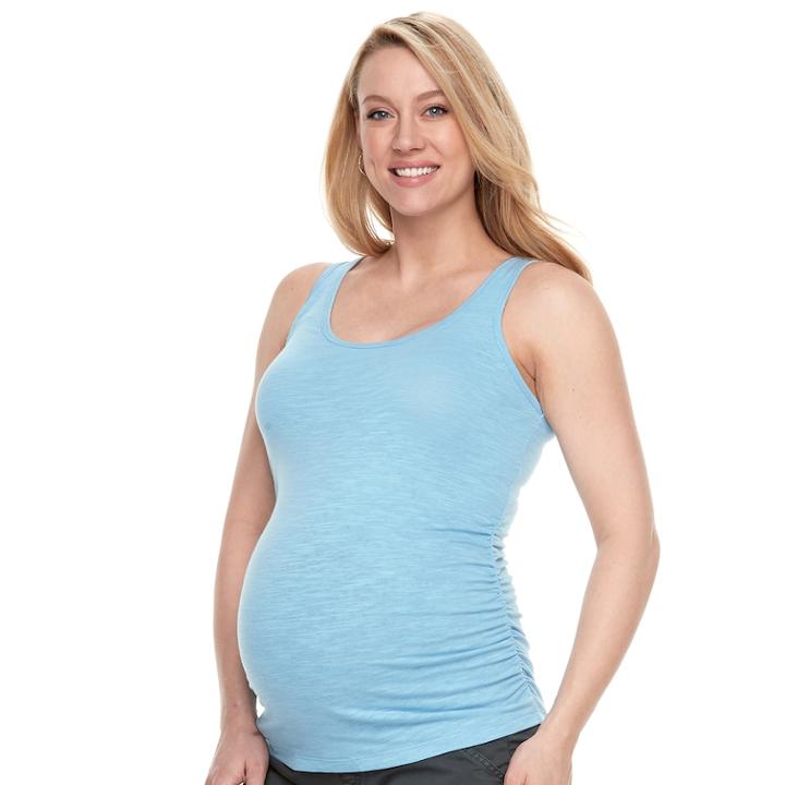 Maternity A:glow Ruched Tank, Women's, Size: S-mat, Med Blue