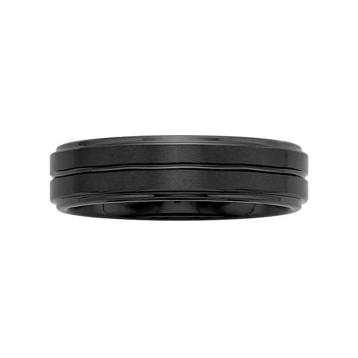 Men's Black Ceramic Double Row Wedding Band, Size: 9