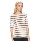 Women's Apt. 9&reg; Essential Striped Boatneck Tee, Size: Xl, Lt Orange