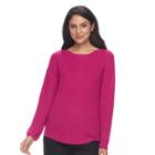 Women's Croft & Barrow&reg; Pointelle Sweater, Size: Xs, Med Pink