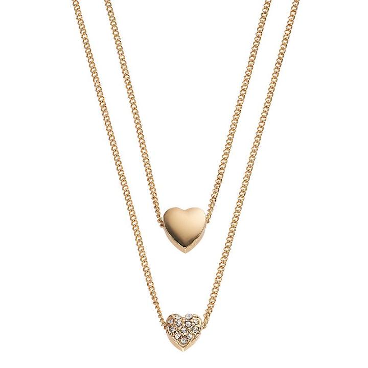 Lc Lauren Conrad Dual Heart Layered Necklace, Women's, Gold