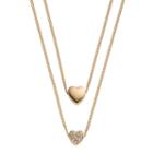 Lc Lauren Conrad Dual Heart Layered Necklace, Women's, Gold
