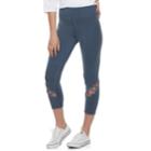 Juniors' So&reg; Lattice Bottom High-waist Yoga Capris, Teens, Size: Xl, Med Blue