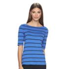 Women's Apt. 9&reg; Essential Striped Boatneck Tee, Size: Xxl, Blue (navy)
