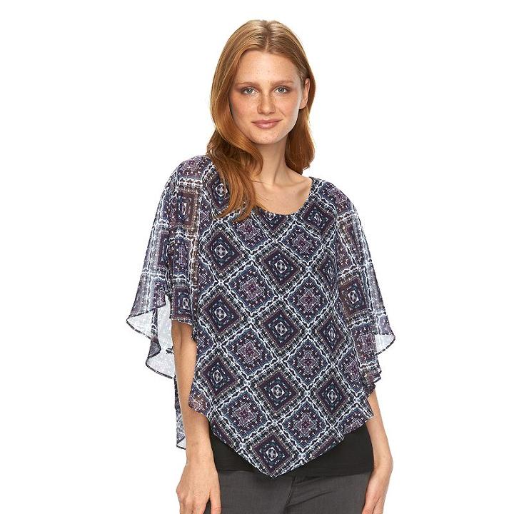 Women's Ab Studio Print Popover Top, Size: Medium, Ovrfl Oth