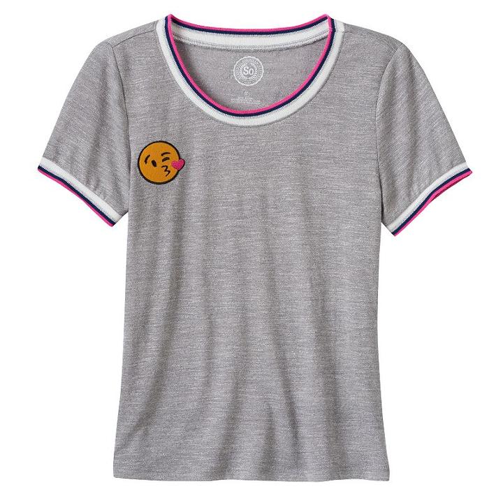Girls 7-16 So&reg; Embroidered Skinny Tee, Girl's, Size: 10, Grey