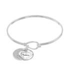 Silver Plated Crystal Sisters Heart Charm Bangle Bracelet, Women's, White
