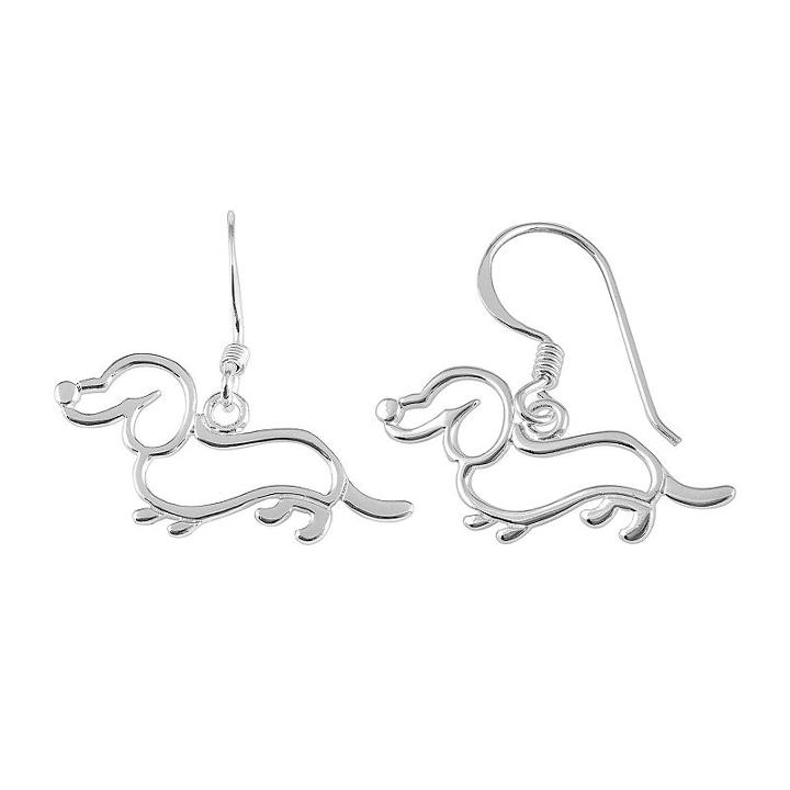 Sterling Silver Dachshund Drop Earrings, Women's