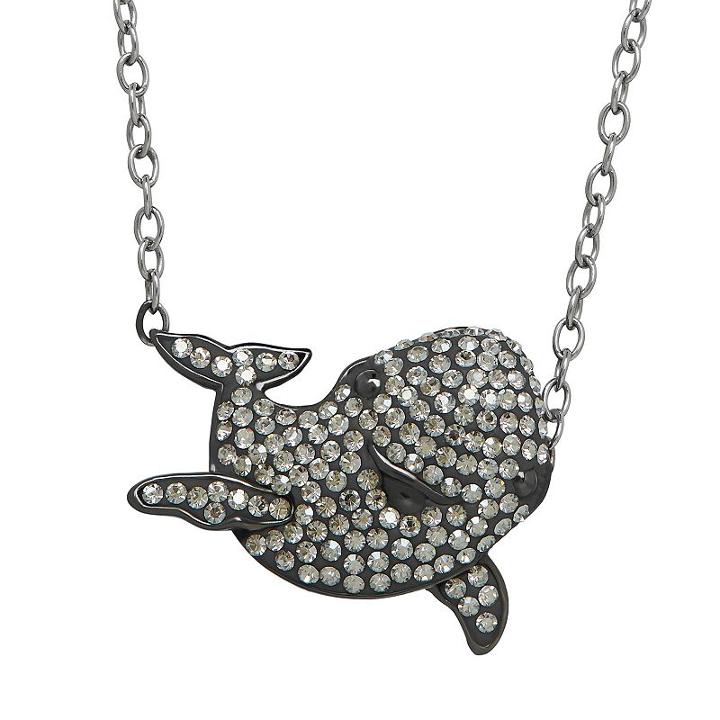 Animal Planet Sterling Silver Crystal Porpoise Necklace, Women's, Size: 17, Grey