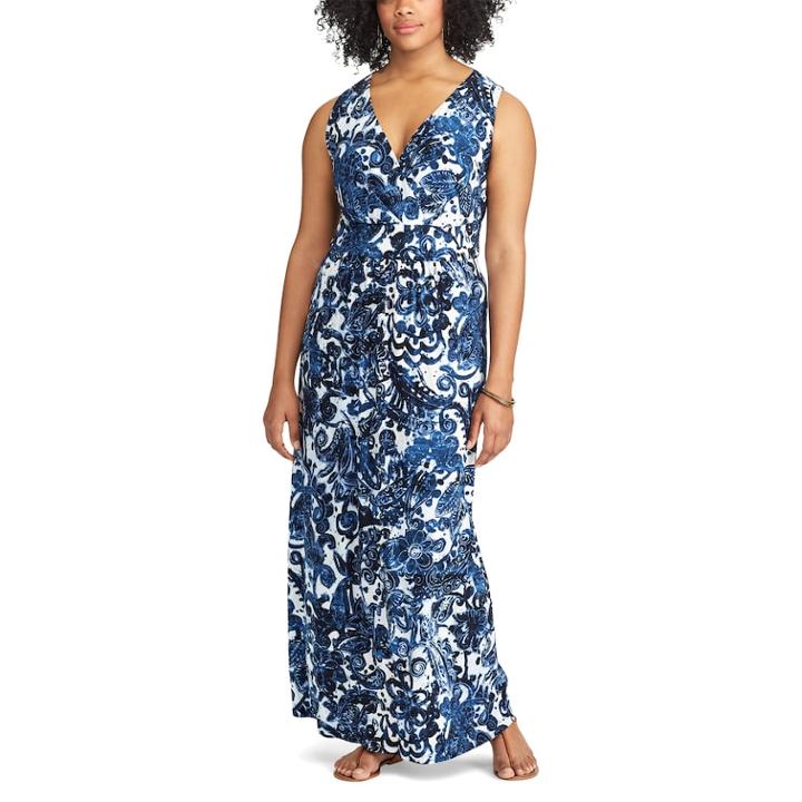 Plus Size Chaps Vine Empire Maxi Dress, Women's, Size: 18 W, Blue (navy)