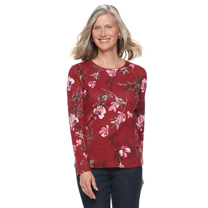 Women's Croft & Barrow&reg; Classic Crewneck Tee, Size: Large, Med Red