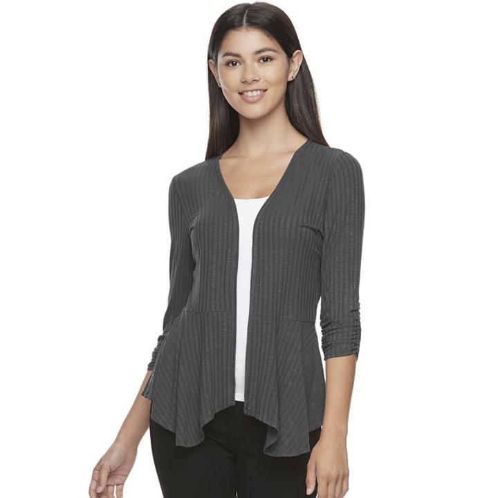 Juniors' Candie's&reg; Draped Peplum Cardigan, Girl's, Size: Xl, Dark Grey