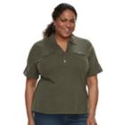 Plus Size Croft & Barrow&reg; 2-pocket Henley Polo, Women's, Size: 2xl, Green
