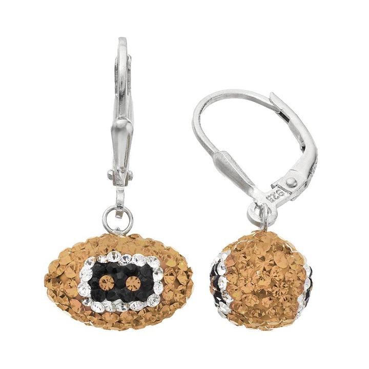 New Orleans Saints Crystal Sterling Silver Football Drop Earrings, Women's, Multicolor