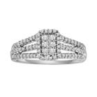 Love Always Round-cut Diamond Frame Engagement Ring In Platinum Over Silver (1/3-ct. T.w.), Women's, Size: 6.50, White