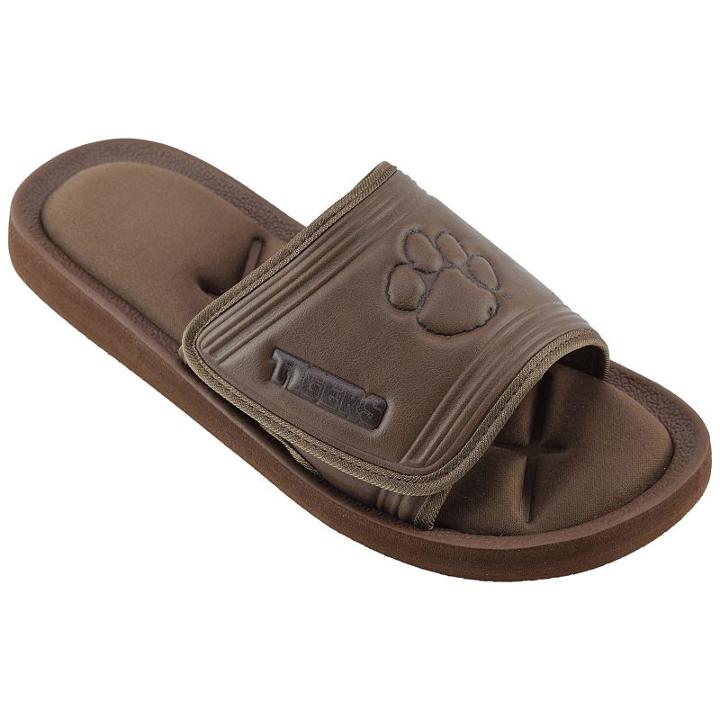 Men's Clemson Tigers Memory Foam Slide Sandals, Size: Large, Brown