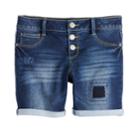 Girls 7-16 Mudd&reg; Whiskered Midi Jean Shorts, Size: 16, Med Blue