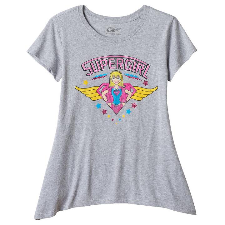Girls Plus Size Dc Comics Super Hero Girls Supergirl Sharkbite Hem Graphic Tee, Girl's, Size: Xl Plus, Med Grey