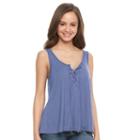 Juniors' So&reg; Lace-up Front Tank, Girl's, Size: Small, Blue (navy)