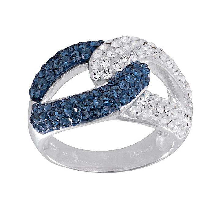 Silver-plated Crystal Link Ring, Women's, Size: 6, Blue