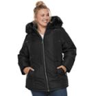 Plus Size D.e.t.a.i.l.s Hooded Quilted Heavyweight Jacket, Women's, Size: 1xl, Black