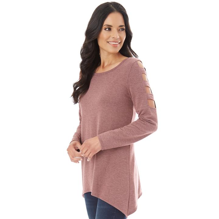 Women's Apt. 9&reg; Cage Sleeve Tee, Size: Small, Dark Red