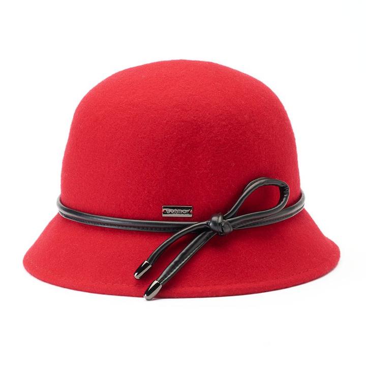 Betmar Christina Loop Trim Felt Cloche Hat, Women's, Red