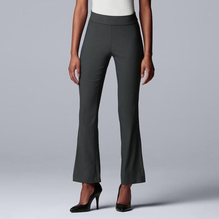 Petite Simply Vera Vera Wang Modern Twill Mid-rise Bootcut Pants, Women's, Size: L Petite, Grey (charcoal)