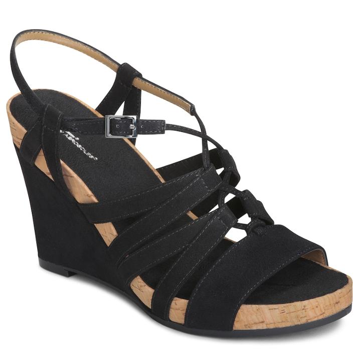 A2 By Aerosoles Poppy Plush Women's Wedge Sandals, Size: Medium (6.5), Black