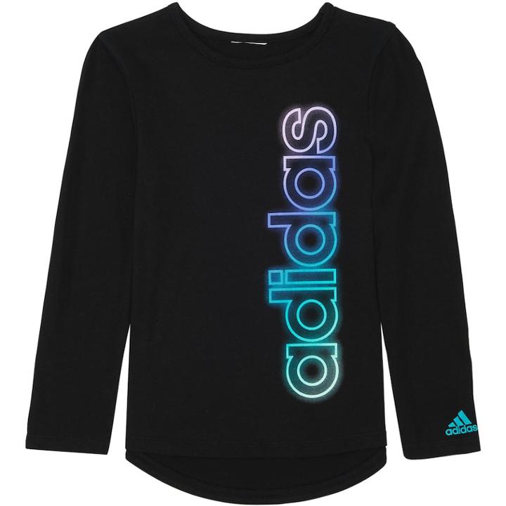 Girls 7-16 Adidas Logo Long Sleeve Graphic Tee, Size: Large, Black