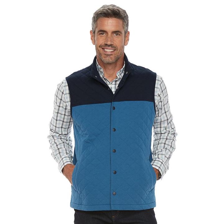 Men's Croft & Barrow&reg; Outdoor Quilted Vest, Size: Xxl, Blue