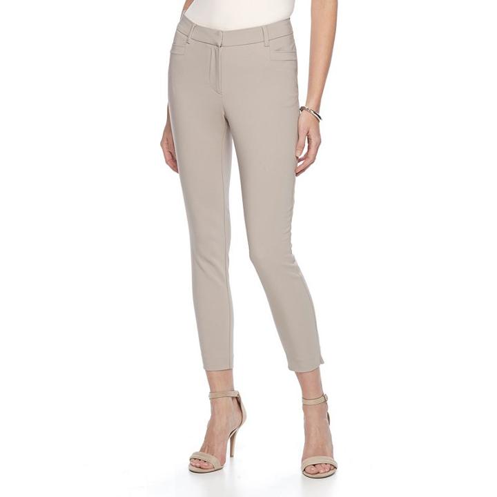Women's Dana Buchman Ankle Pants, Size: 14, Med Beige