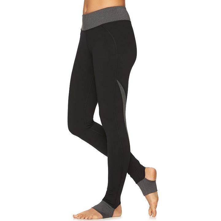Women's Gaiam Om Panel Stirrup Barre Yoga Leggings, Size: Xl, Black