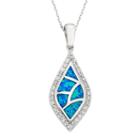 Lab-created Blue Opal & Cubic Zirconia Sterling Silver Mosaic Marquise Pendant Necklace, Women's, Size: 18