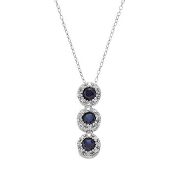 Radiant Gem Lab-created Sapphire Sterling Silver Halo Pendant Necklace, Women's, Size: 18, Blue