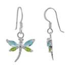 Sterling Silver Simulated Gemstone Dragonfly Drop Earrings, Women's, Multicolor