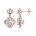 14k Rose Gold Morganite & 3/8 Carat T.w. Diamond Drop Earrings, Women's, Pink