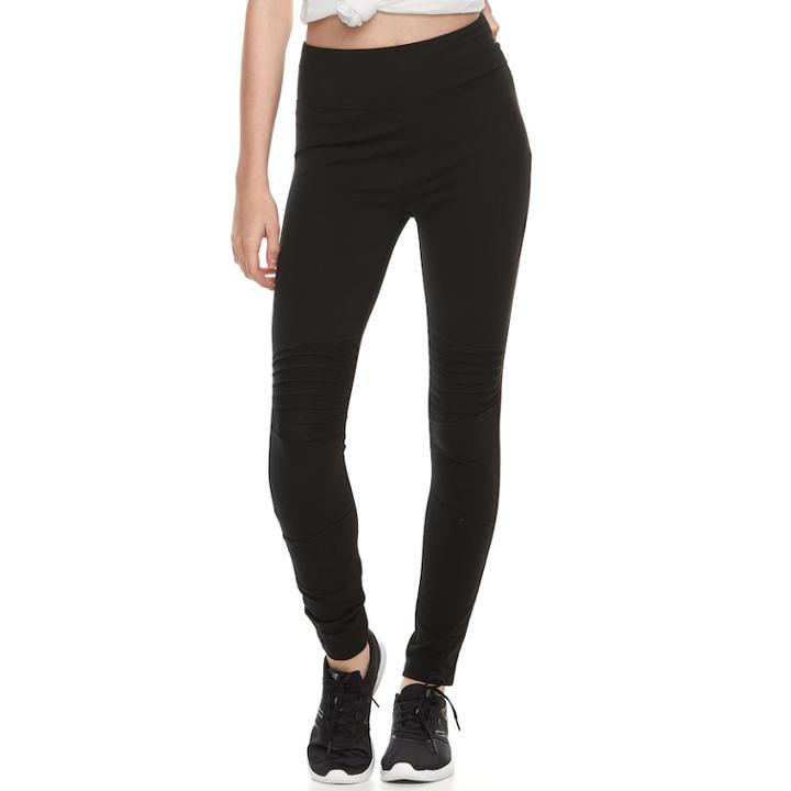 Juniors' So&reg; High-waisted Moto Yoga Leggings, Teens, Size: Medium, Black